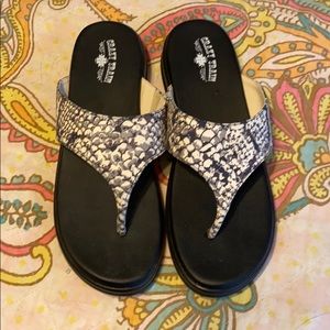 Crazy Train Snake Skin Sandals